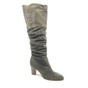 VINCE. Womens Flint Gray Casper Round Toe Stacked Heel Leather Slouch Boot 7 M